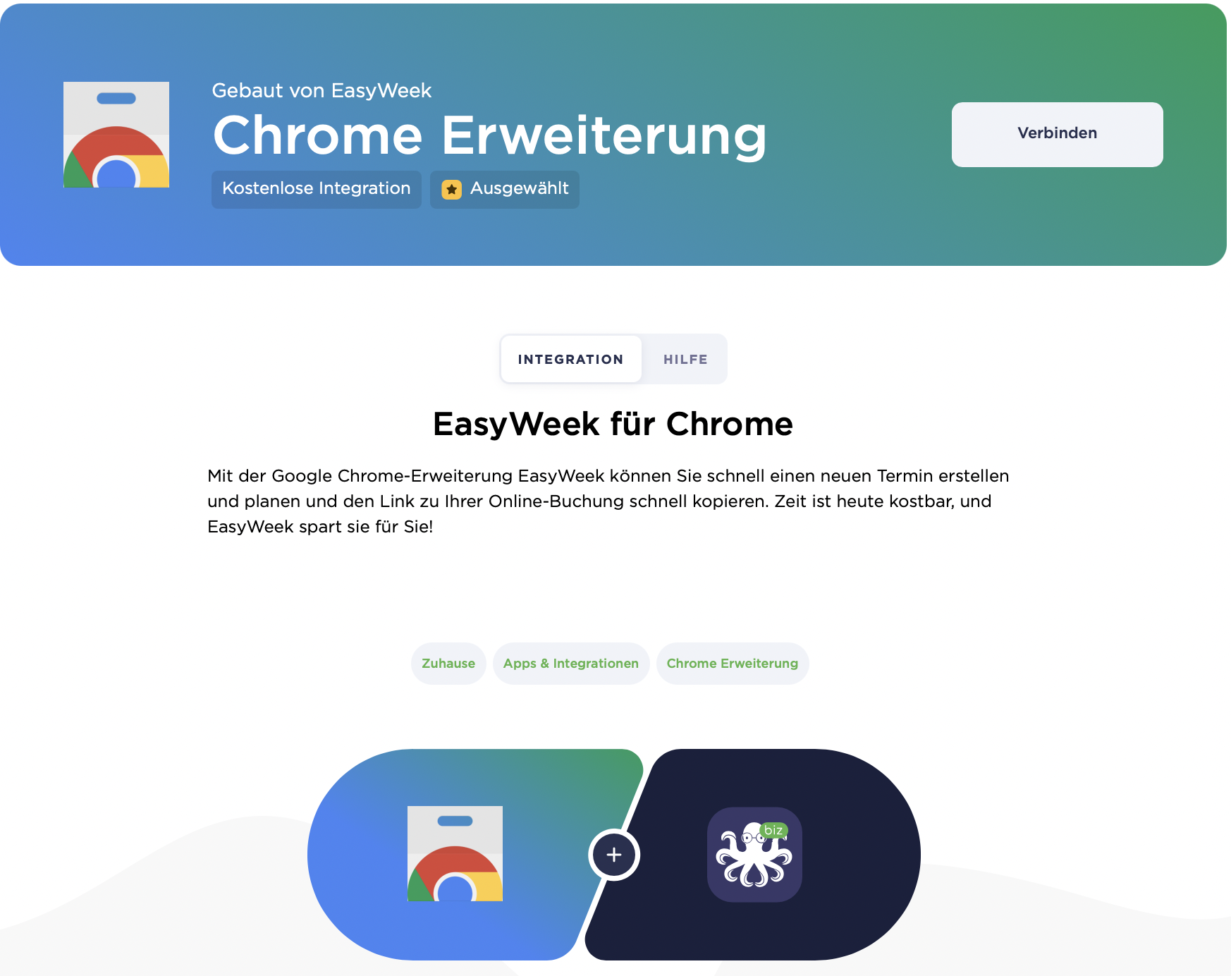 EasyWeek Online-Buchungsprogramm Google Chrome-Erweiterung Google Chrome-Erweiterung