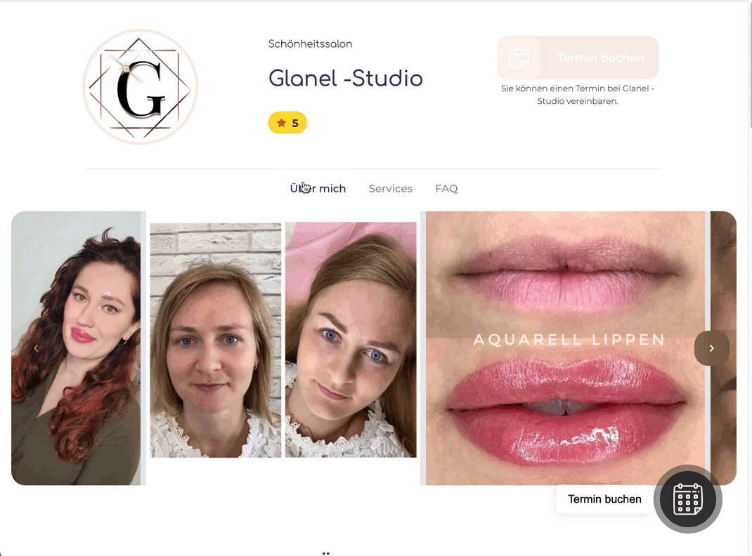 Website des Kosmetikstudios mit EasyWeek