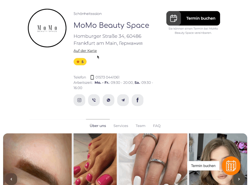 EasyWeek-Website für ein Beauty-Studio