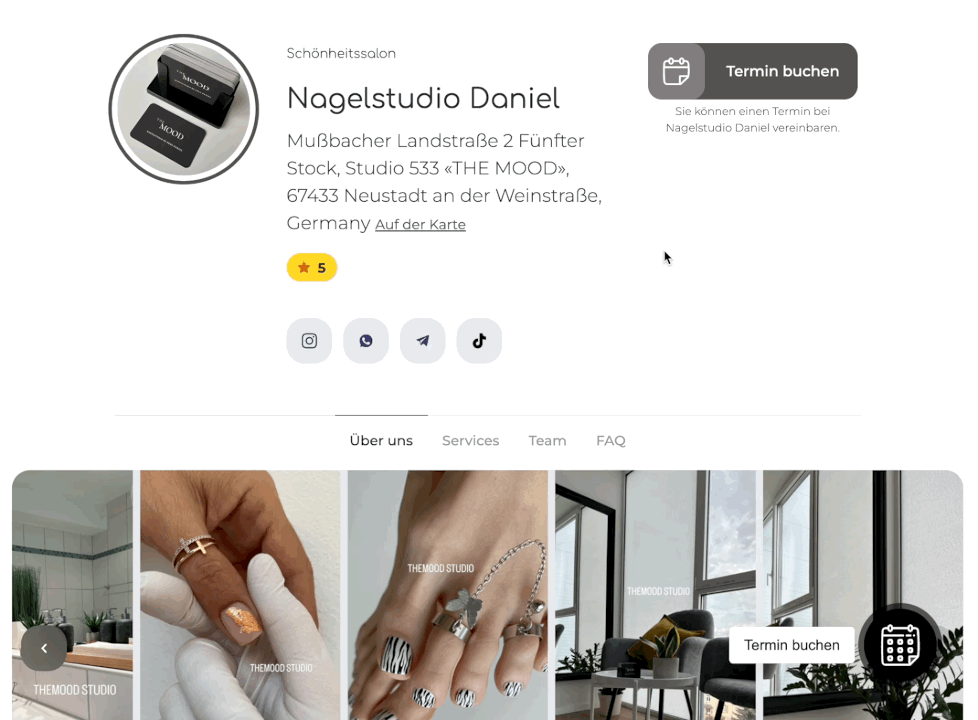 Eine Nagelstudio-Website 